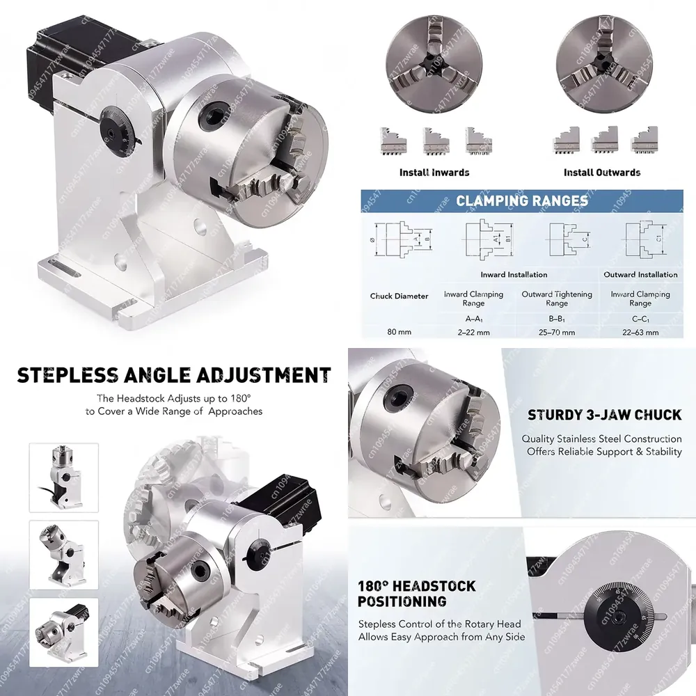 Industrial Grade Laser Engraver - KH-H00585 8cm Rotary Axis Attachment For